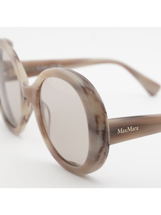 Max Mara RENEE MM0074 20E Sunglasses Striped Grey Round Frame, Brown Lenses main image 12